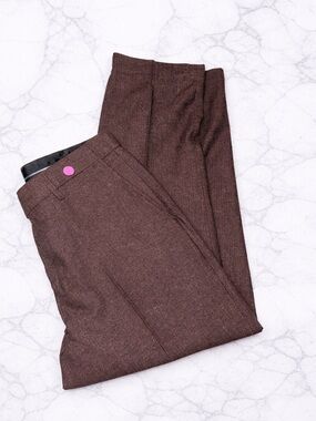 Womens Brown Herringbone Pants XL Straight Leg Workwear Office Business Casual